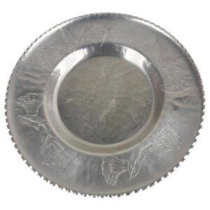 Vintage Farberware Wrought Aluminum Tray Plate Morning Glory Pattern Round USA